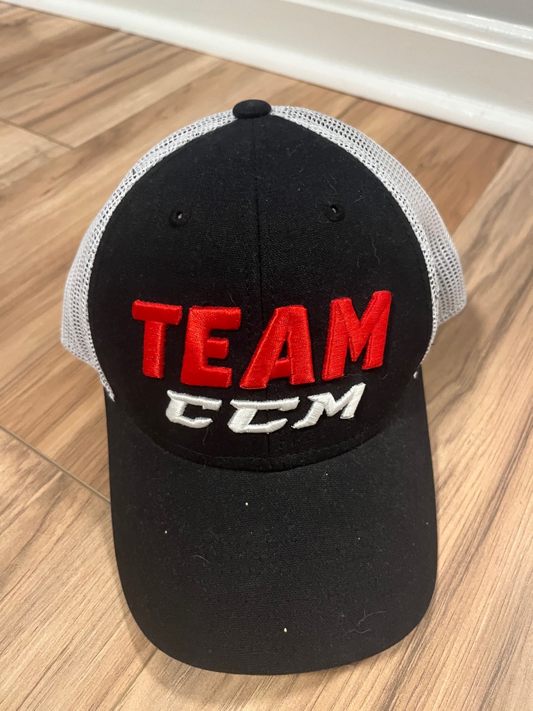 Ccm Black & White Trucker Hat With Red Team Embroidery